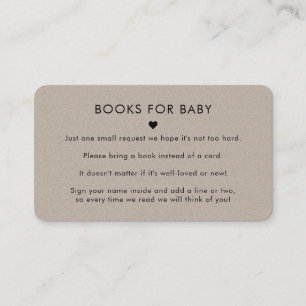 Rustic Grey Kraft Earthy Books for Baby Shower Enclosure Card