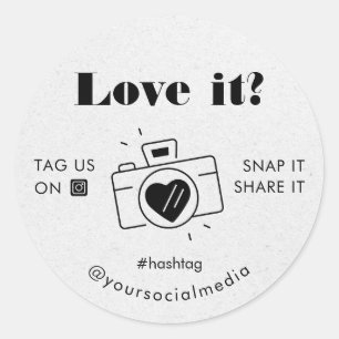 Rustic Grey Kraft Love Snap Tag Share Social Media
