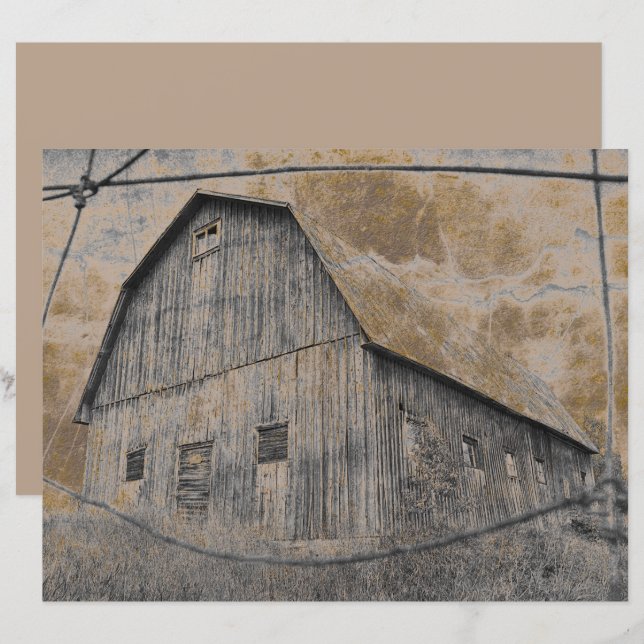 Rustic Grey Sepia Barn Vintage Texture (Front/Back)