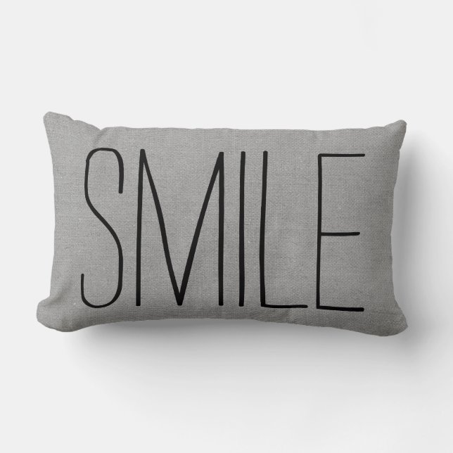 Rustic Grey Smile Lumbar Cushion (Front)