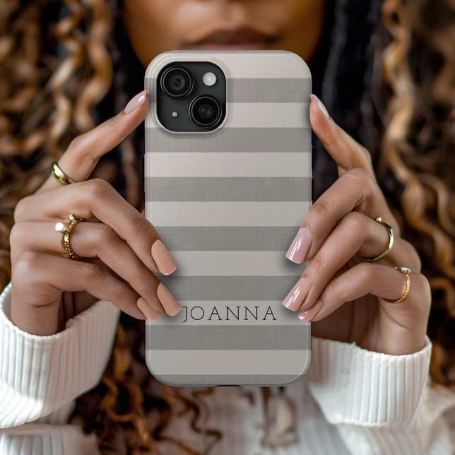 Rustic Grey Stripes Monogrammed Case-Mate iPhone Case (Creator Uploaded)