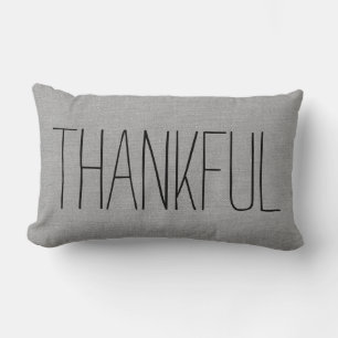 Rustic Grey Thankful Lumbar Cushion