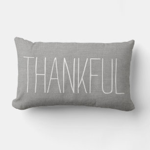 Rustic Grey Thankful Lumbar Cushion