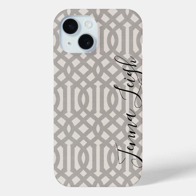 Rustic Grey Trellis Monogram Case-Mate iPhone Case (Back)