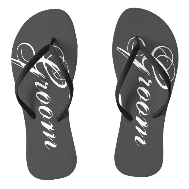 Rustic grey wedding flip flops for bride and groom (Footbed)