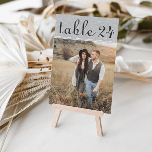 Rustic Grey Wedding Photo Table Number Card