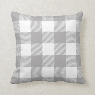 Rustic Grey White Buffalo Plaid Check Cushion