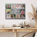 Rustic Grey Wood 10 Photo Collage Family   Faux Canvas Print<br><div class="desc">Create your own photo collage  canvas print with 10 of your favourite pictures on a wood texture background.Personalise with family name and established date. The "Family is Everything" quote adds a unique touch to the photo collage gift.</div>