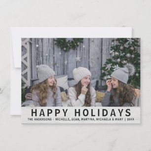 Rustic Grey Wood Christmas Happy Holidays PHOTO Holiday Card