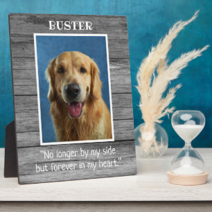 Rustic Grey Wood Dog Pet Memorial Photo Keepsake Plaque