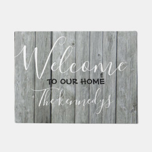 Rustic Grey Wood Farmhouse Welcome Doormat