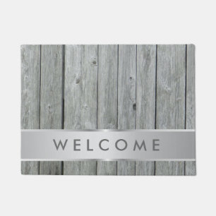 Rustic Grey Wood Farmhouse Welcome Doormat