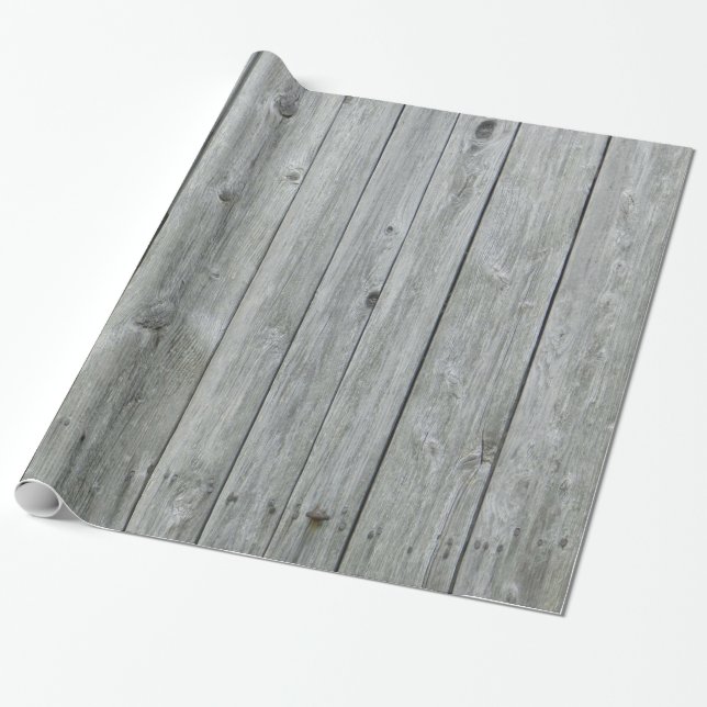 Rustic Grey Wood Grain Wrapping Paper (Unrolled)