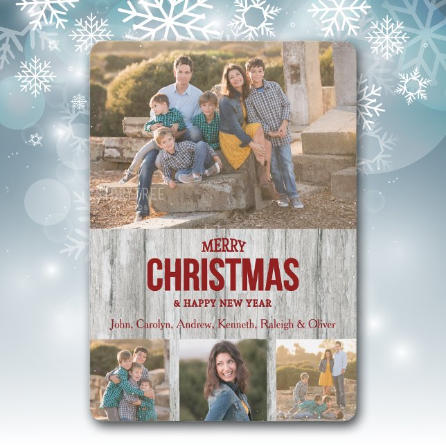 Rustic Grey Wood Panel Four Photo Template Holiday (Creator Uploaded)