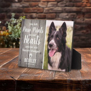 Rustic Grey Wood Pet Memorial Photo Keepsake Plaque