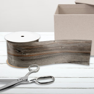 Rustic Grey Wood Tone Satin Ribbon