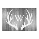 Rustic Grey Wood White Deer Antlers Monogram
