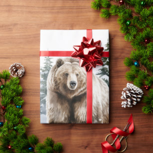 Rustic Grizzly Bear Gift Wrapping Paper