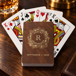 Rustic Groomsman Monogram Playing Cards