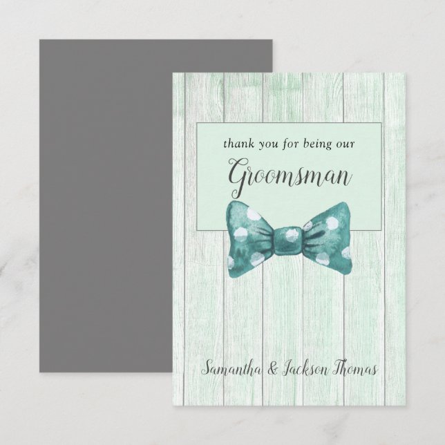 Rustic Groomsman Thank You Card (Front/Back)