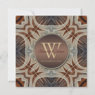Rustic Grooves Monogram Wedding Invitation