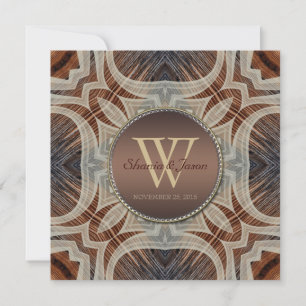 Rustic Grooves Monogram Wedding Invitation