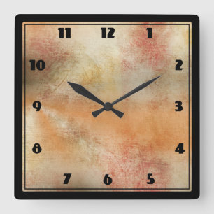 Rustic Grunge Abstract Design in Fall Colors Square Wall Clock