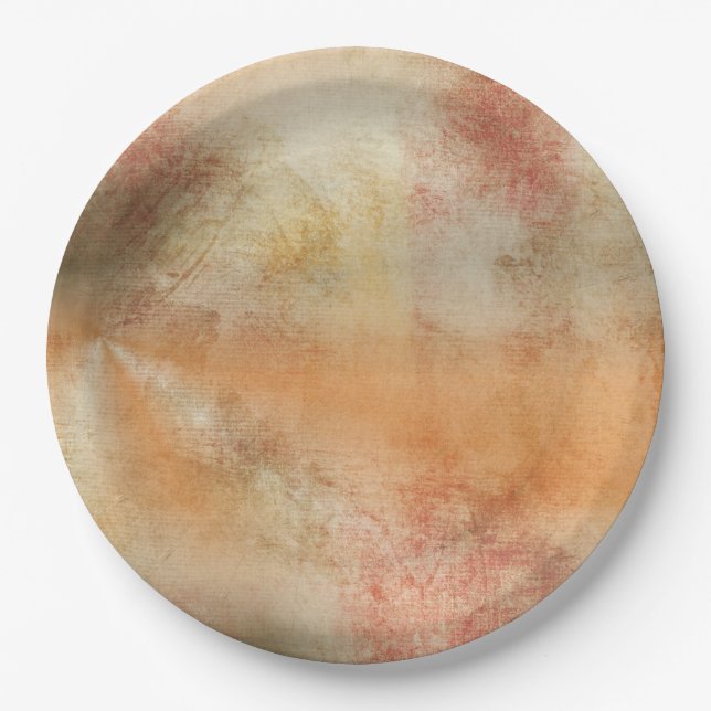 Rustic Grunge Abstract Design in Fall Colours Paper Plate (Front)