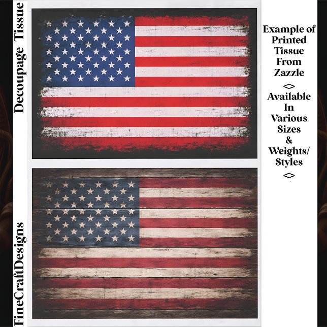 Rustic & Grunge American Flag Pair EW9 Decoupage Tissue Paper (Creator Uploaded)