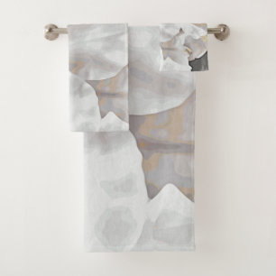 *~* Rustic Grunge Azalea Flowers White Neutral  Bath Towel Set