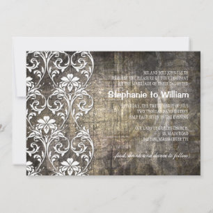 Rustic Grunge Floral Wedding Invitation