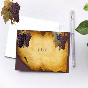 Rustic Grunge Label Grapes Vineyard Wedding   RSVP