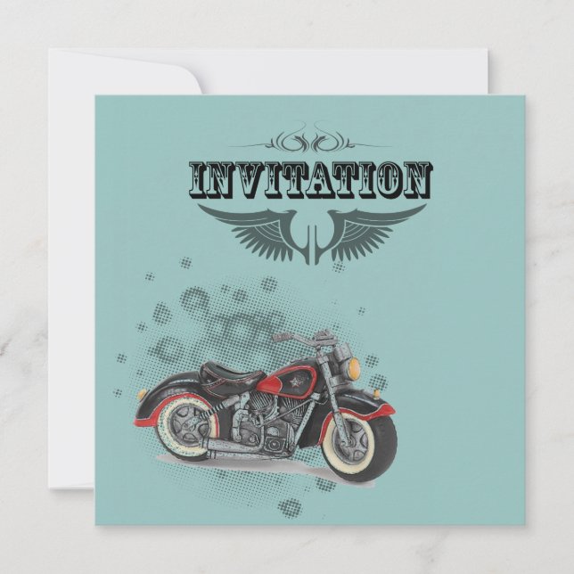 Rustic grunge Motorcyle Biker Wedding Announcement (Front)