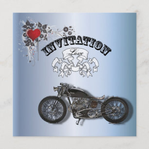 Rustic grunge Motorcyle Biker Wedding Announcement