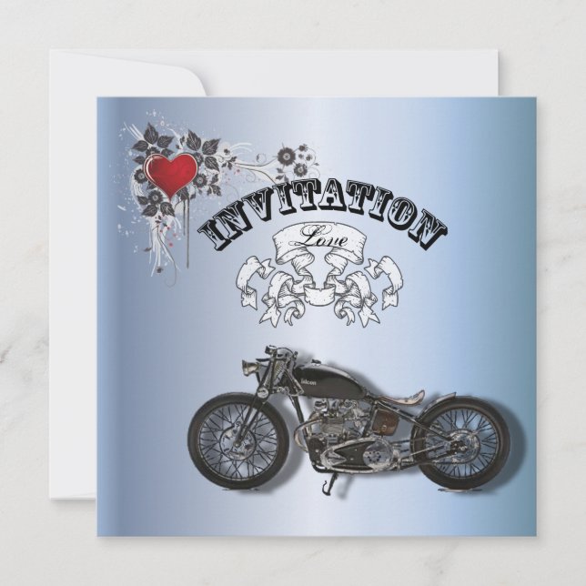 Rustic grunge Motorcyle Biker Wedding Announcement (Front)