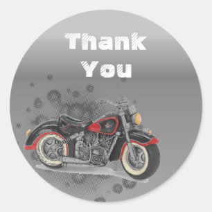 Rustic grunge Motorcyle Biker Wedding Classic Round Sticker