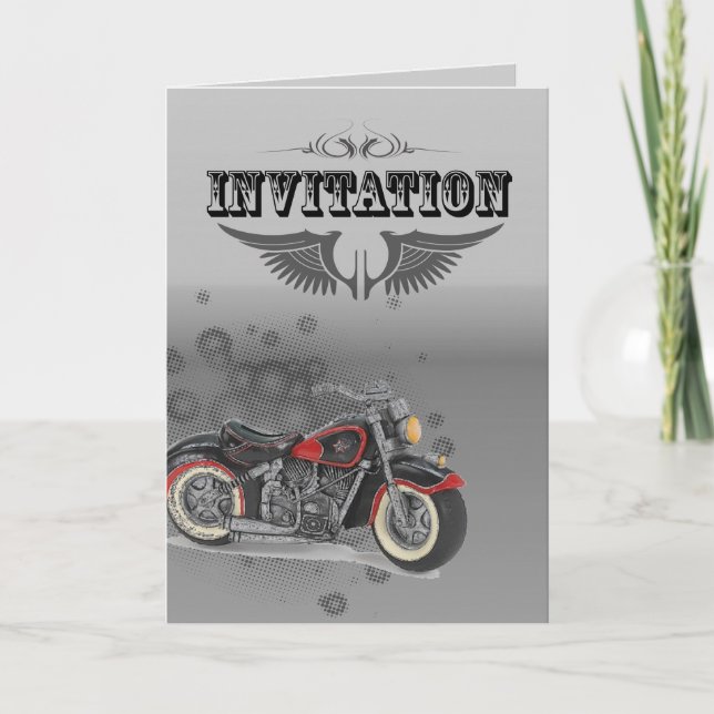 Rustic grunge Motorcyle Biker Wedding Thank You Card (Front)