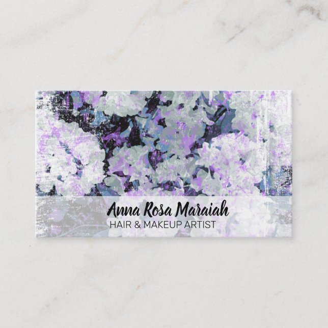 *~* Rustic Grunge Rhododendron Flowers White Business Card (Front)