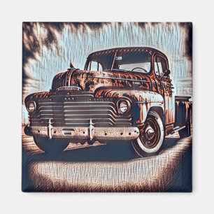 Rustic Grunge Truck - A Vintage Beauty Magnet