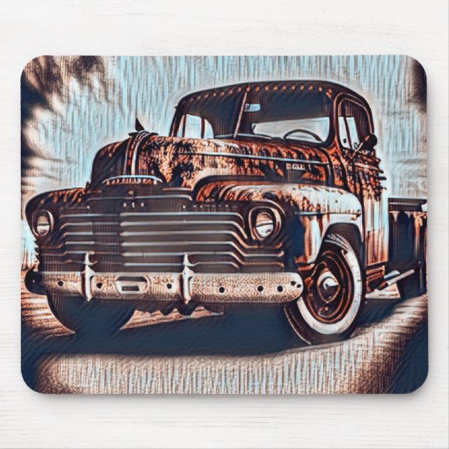 Rustic Grunge Truck - A Vintage Beauty Mouse Mat (Front)