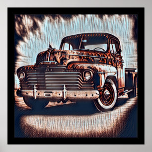 Rustic Grunge Truck - A Vintage Beauty Poster