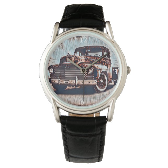 Rustic Grunge Truck - A Vintage Beauty Watch (Front)