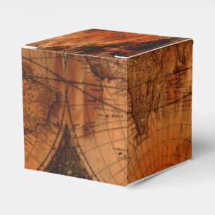Rustic Grunge Vintage Old World Map V Favour Box