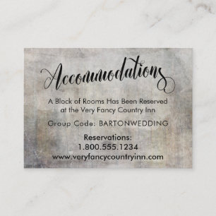 Rustic Grunge Wedding Accommodations Insert Cards