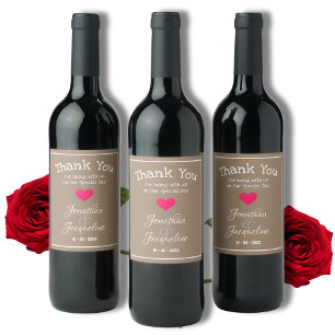 Rustic Guest Favours Chic Beige And White Wedding Wine Label
