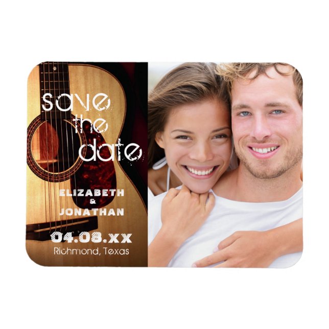 Rustic Guitar Music Country Modern Save The Date Magnet (Horizontal)