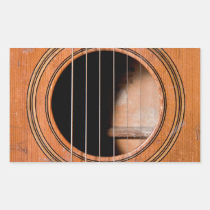 Rustic guitar rectangular sticker