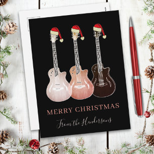 Rustic guitars merry christmas Personalised Holiday Postcard