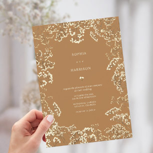 Rustic Gypsophila Goldenrod Fall Wedding  Invitation