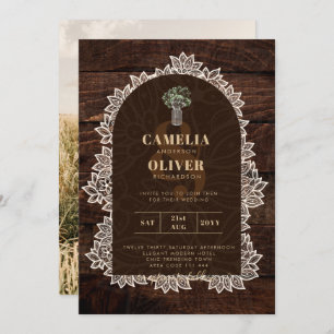 Rustic Gypsophila Lace PHOTO WEDDING INVITATION